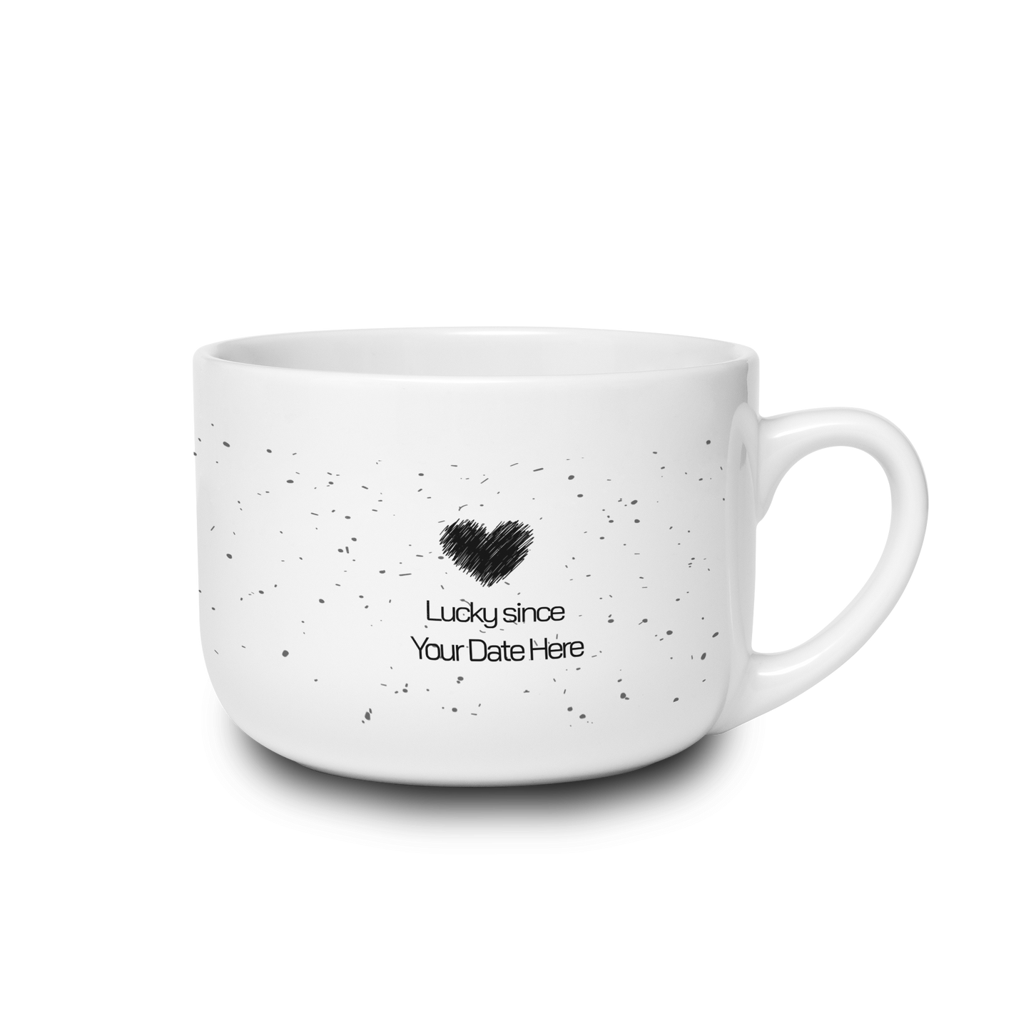 Lucky Since — Personalized Date  White Ceramic Latte Mug (25oz)