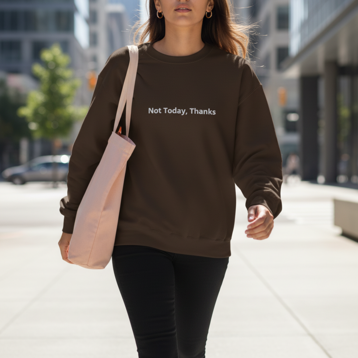 Not Today, Thanks Unisex besticktes Rundhals-Sweatshirt