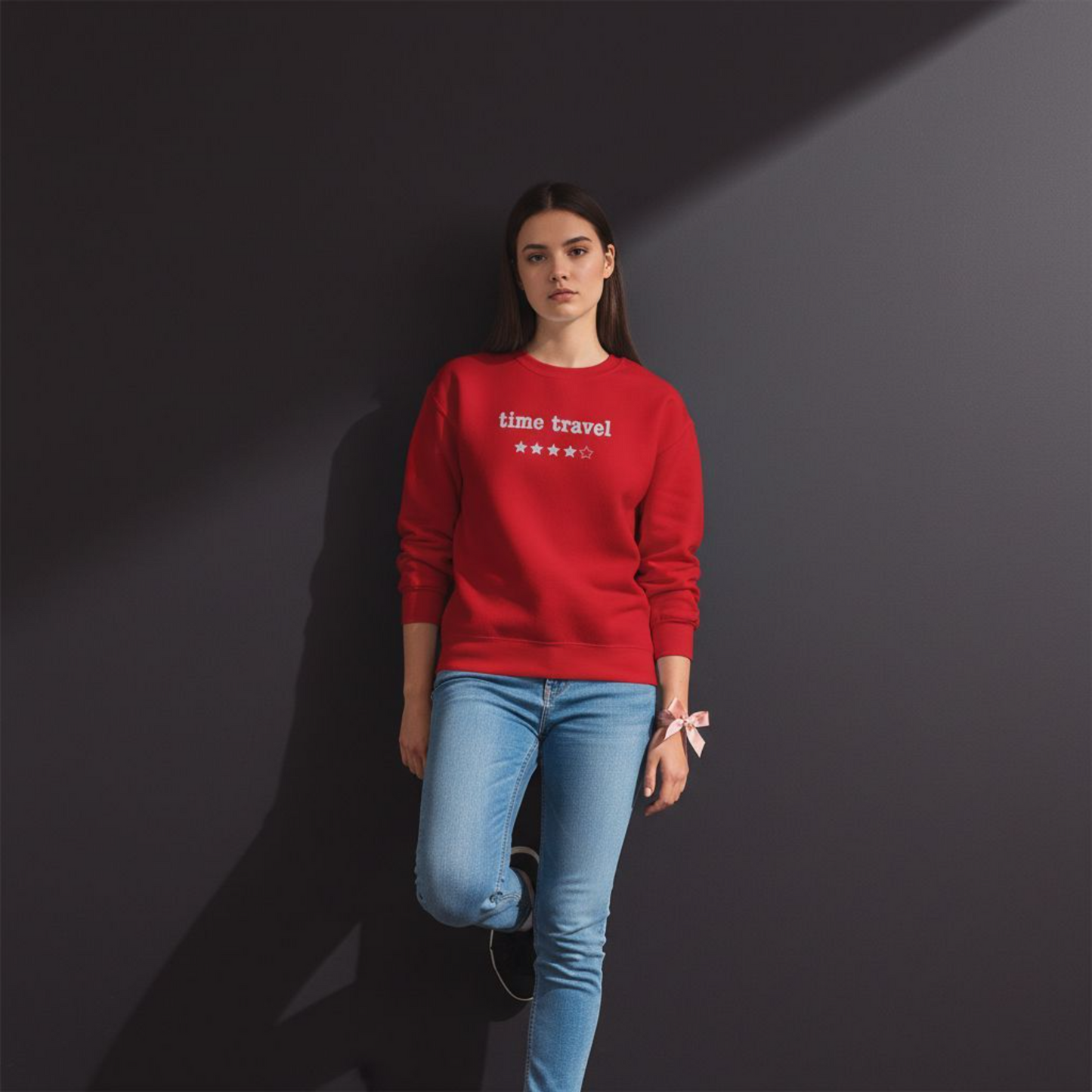 Zeitreise - Besticktes Rundhals-Sweatshirt - 4 Sterne