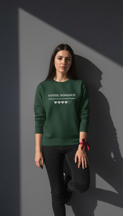 Gothic Romance – Besticktes Rundhals-Sweatshirt – 4 Herzen