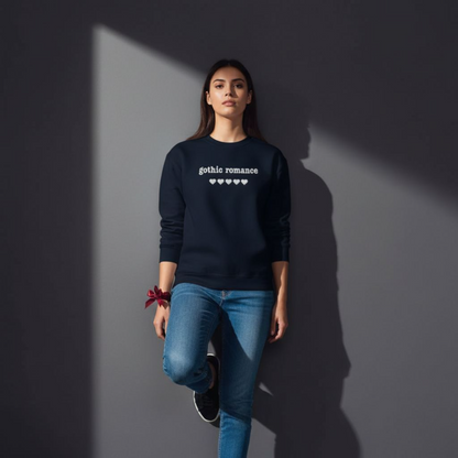 Gothic Romance – Besticktes Rundhals-Sweatshirt – 5 Herzen