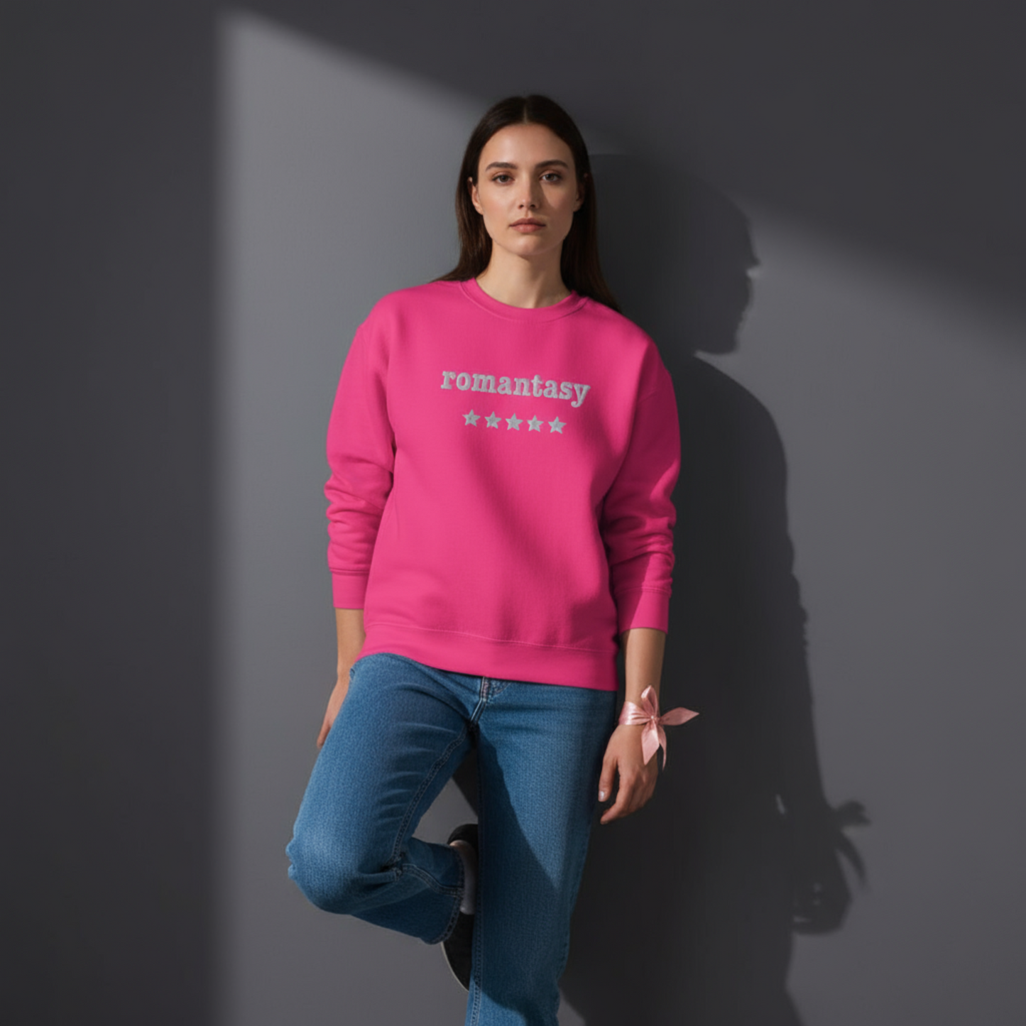 Romantasy besticktes Rundhalsshirt - 5 Sterne