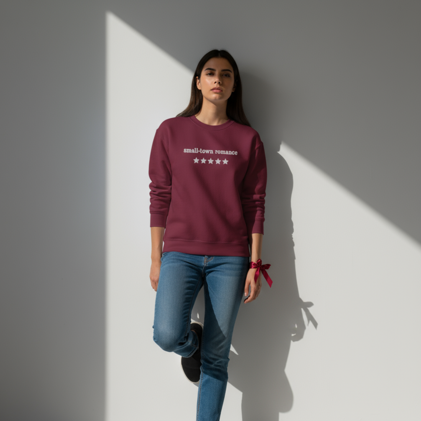 Kleinstadt-Romantik Besticktes Rundhals-Sweatshirt - 5 Sterne