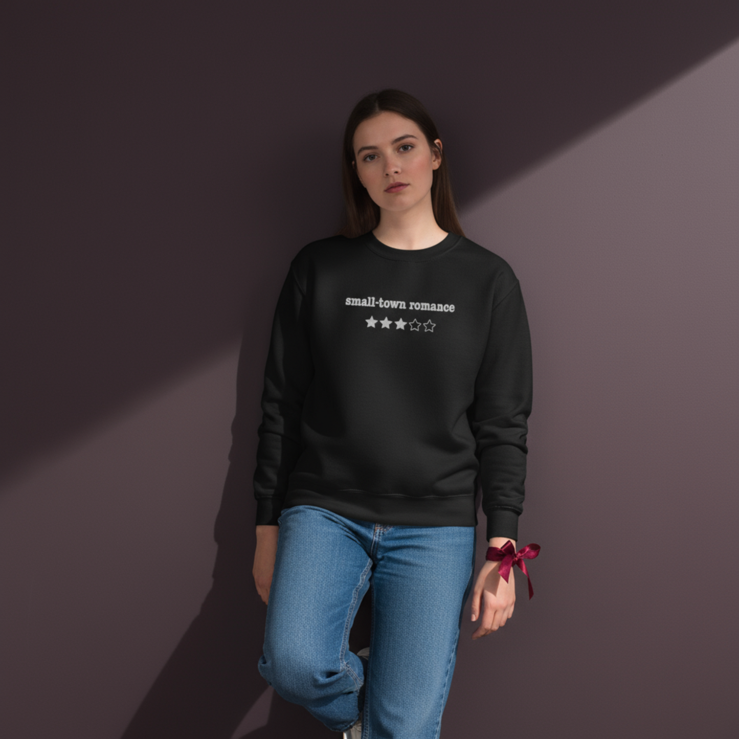 Kleinstadtromanze Besticktes Rundhals-Sweatshirt – 3 Sterne
