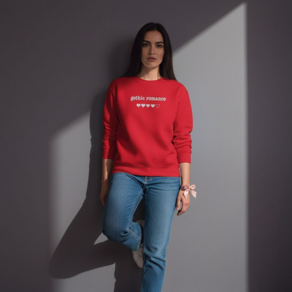 Gothic Romance – Besticktes Rundhals-Sweatshirt – 4 Herzen