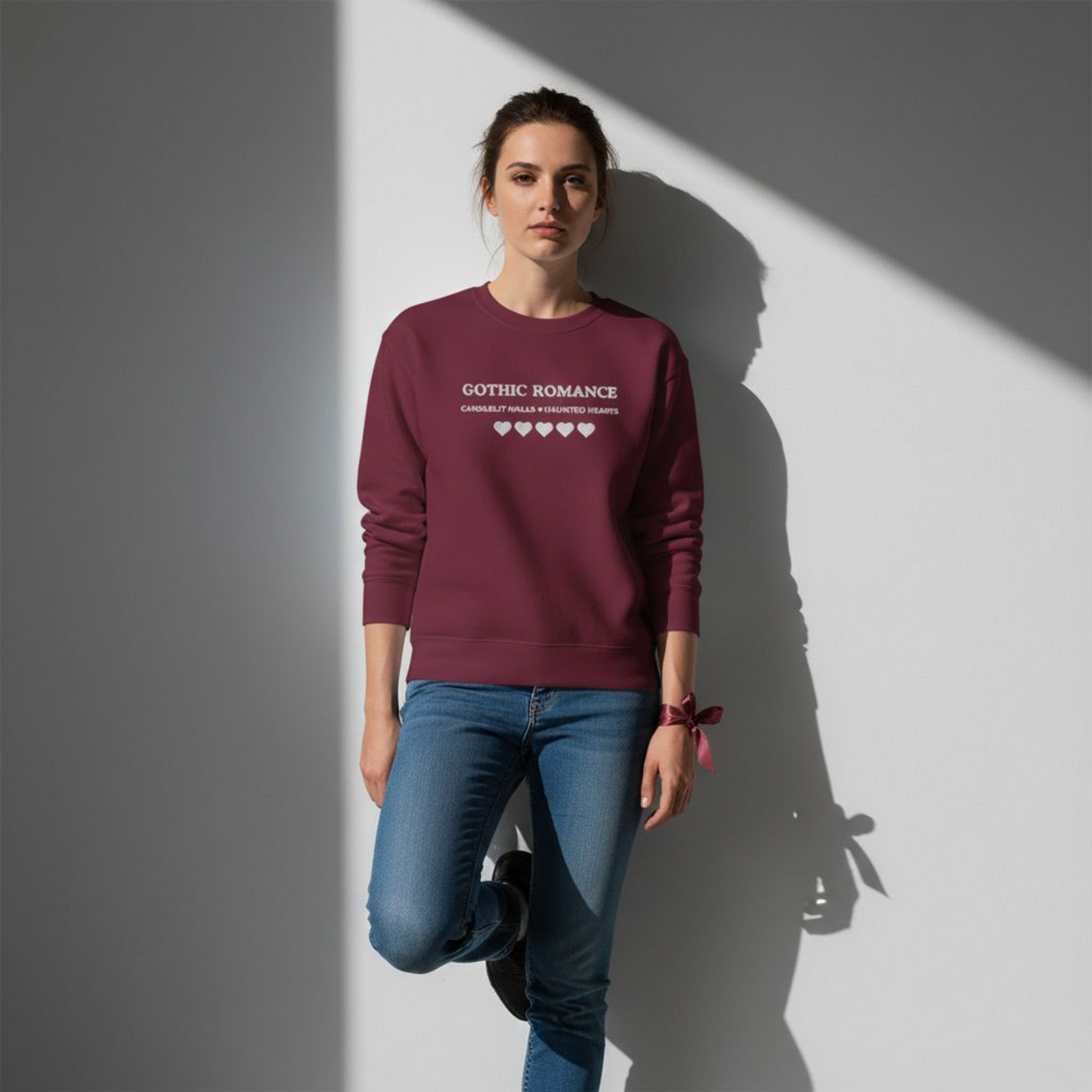 Gothic Romance - Embroidered Crewneck Sweatshirt - 5 hearts