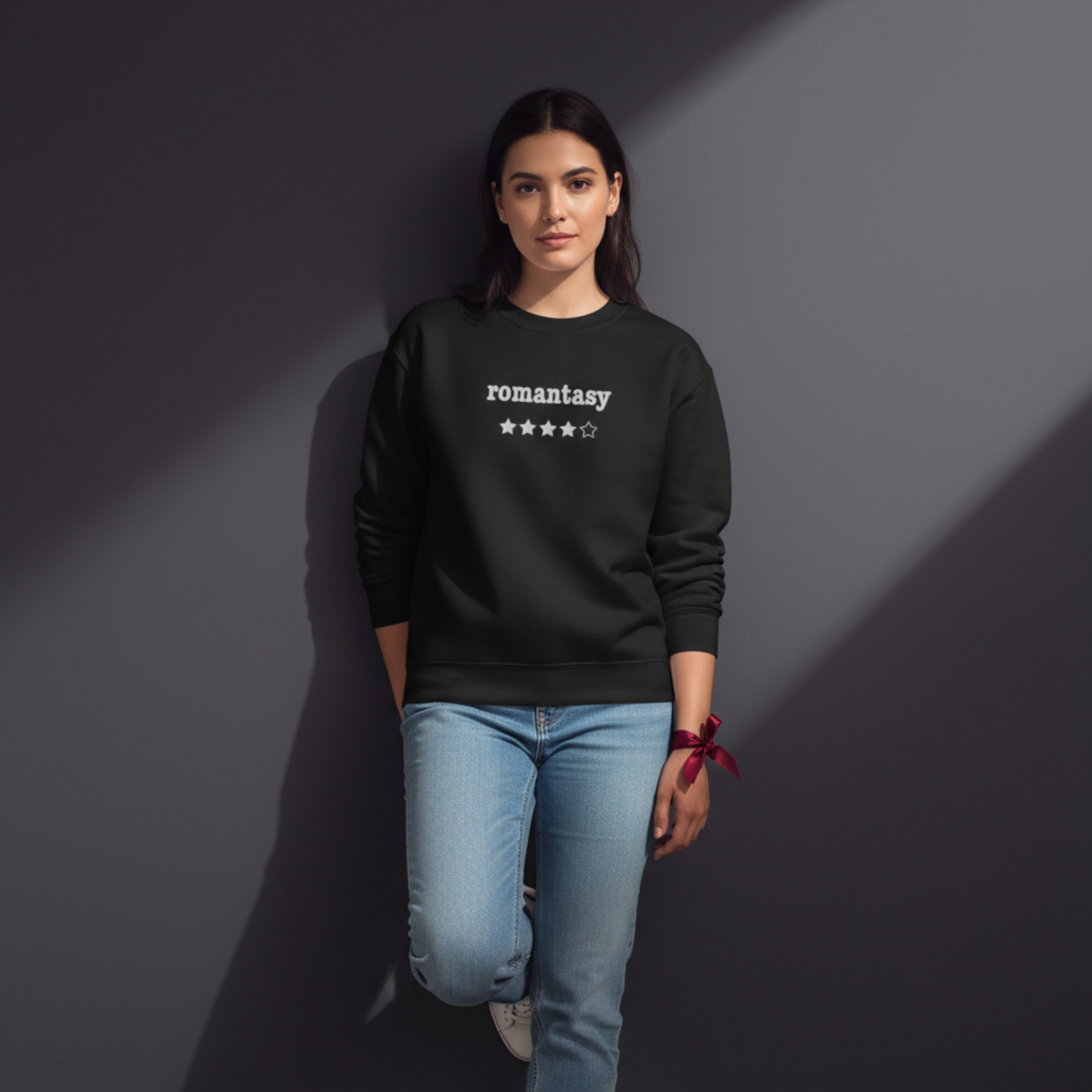 Romantasy besticktes Rundhalsshirt – 4 Sterne