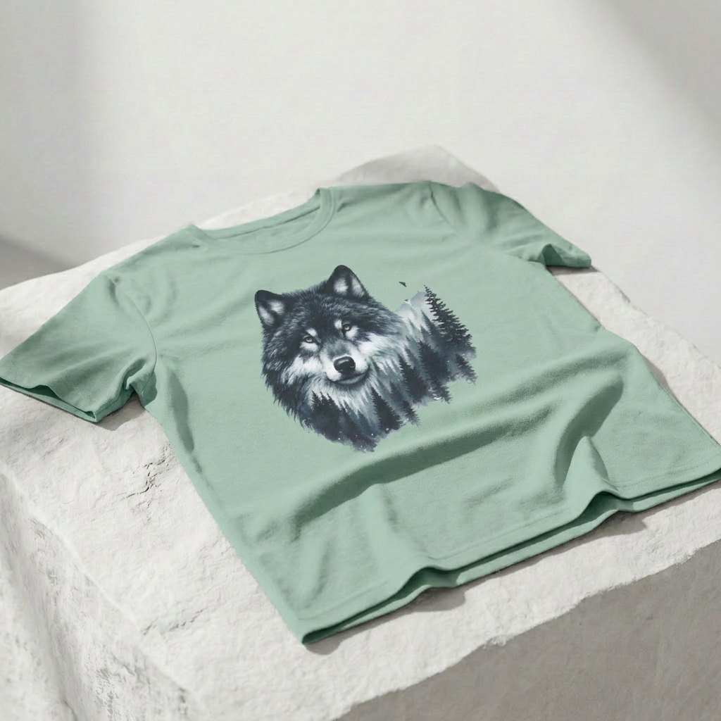 Wolf im Wald Unisex Grafik T-Shirt