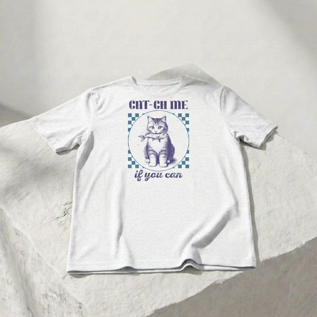 Cat-Ch Me If You Can – Unisex Grafik T-Shirt