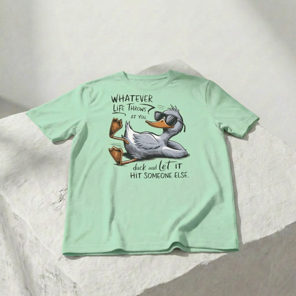 Was auch immer das Leben dir zumutet ... duck dich und lass es jemand anderen treffen – Unisex-Grafik-T-Shirt
