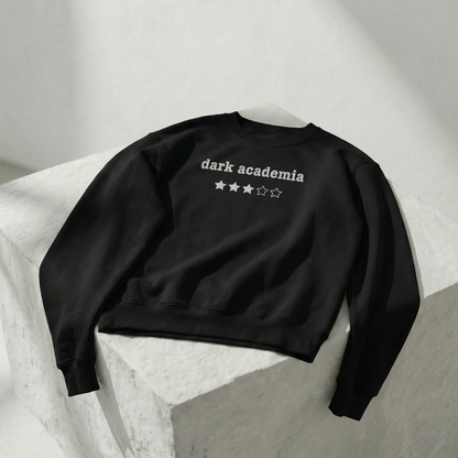 Besticktes Rundhals-Sweatshirt im Dark-Academia-Stil – 3 Sterne