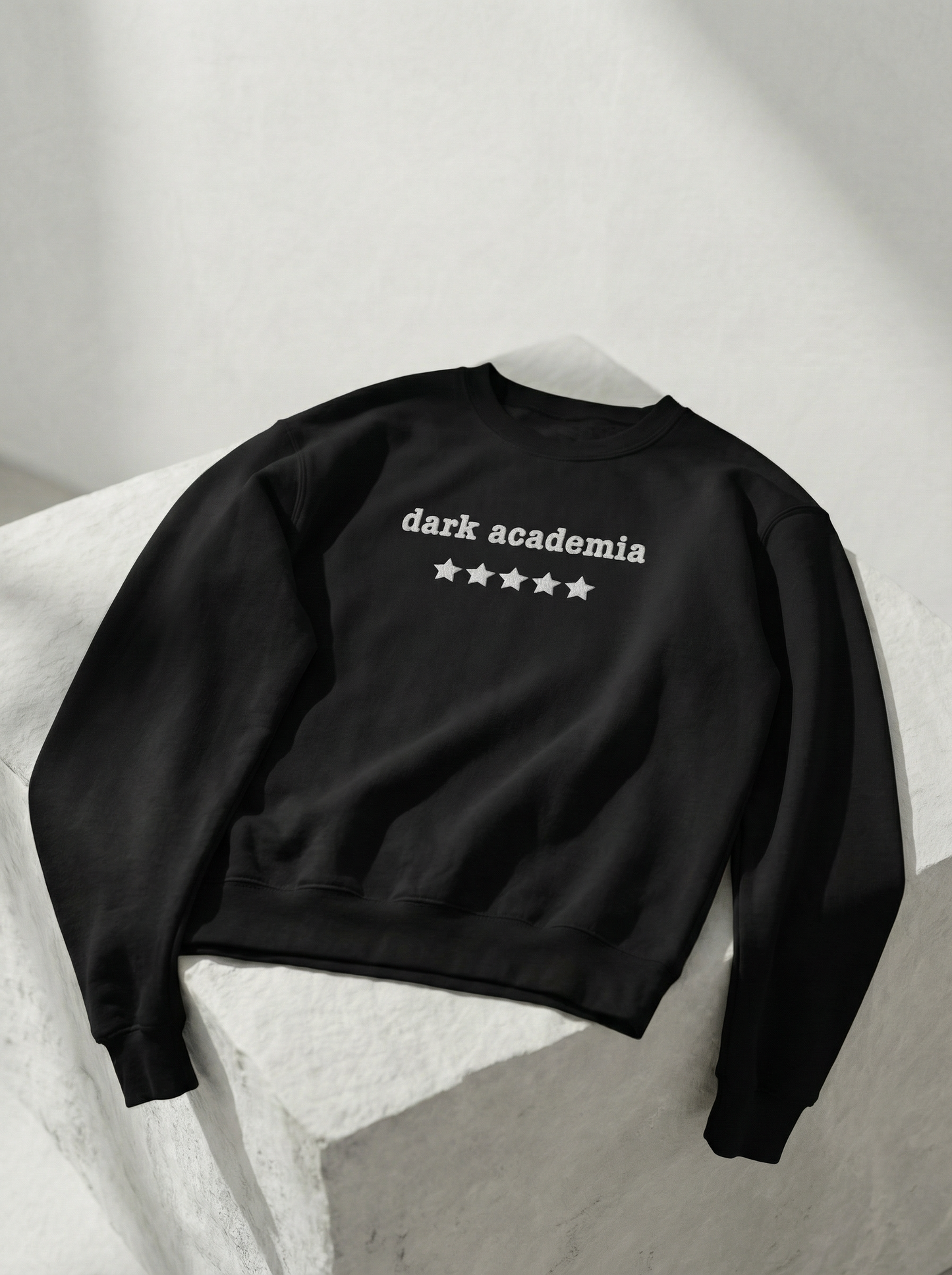 Dark Academia Besticktes Rundhals-Sweatshirt -5 Sterne