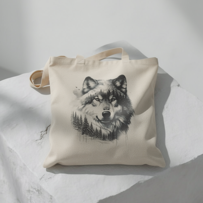 Monochromer Wildniswolf - Canvas Tragetasche (2 Farben)