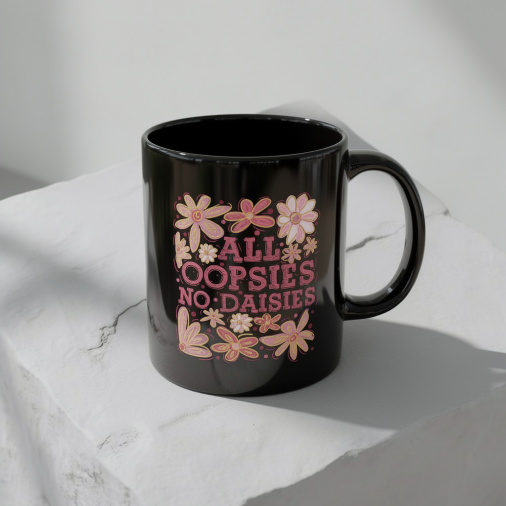 Alle Hopplas keine Gänseblümchen - Schwarze Tasse (325ml/444ml)