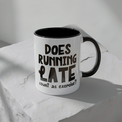 Zählt Zuspätkommen als Sport? - Zweifarbige Tasse (325 ml/443 ml)