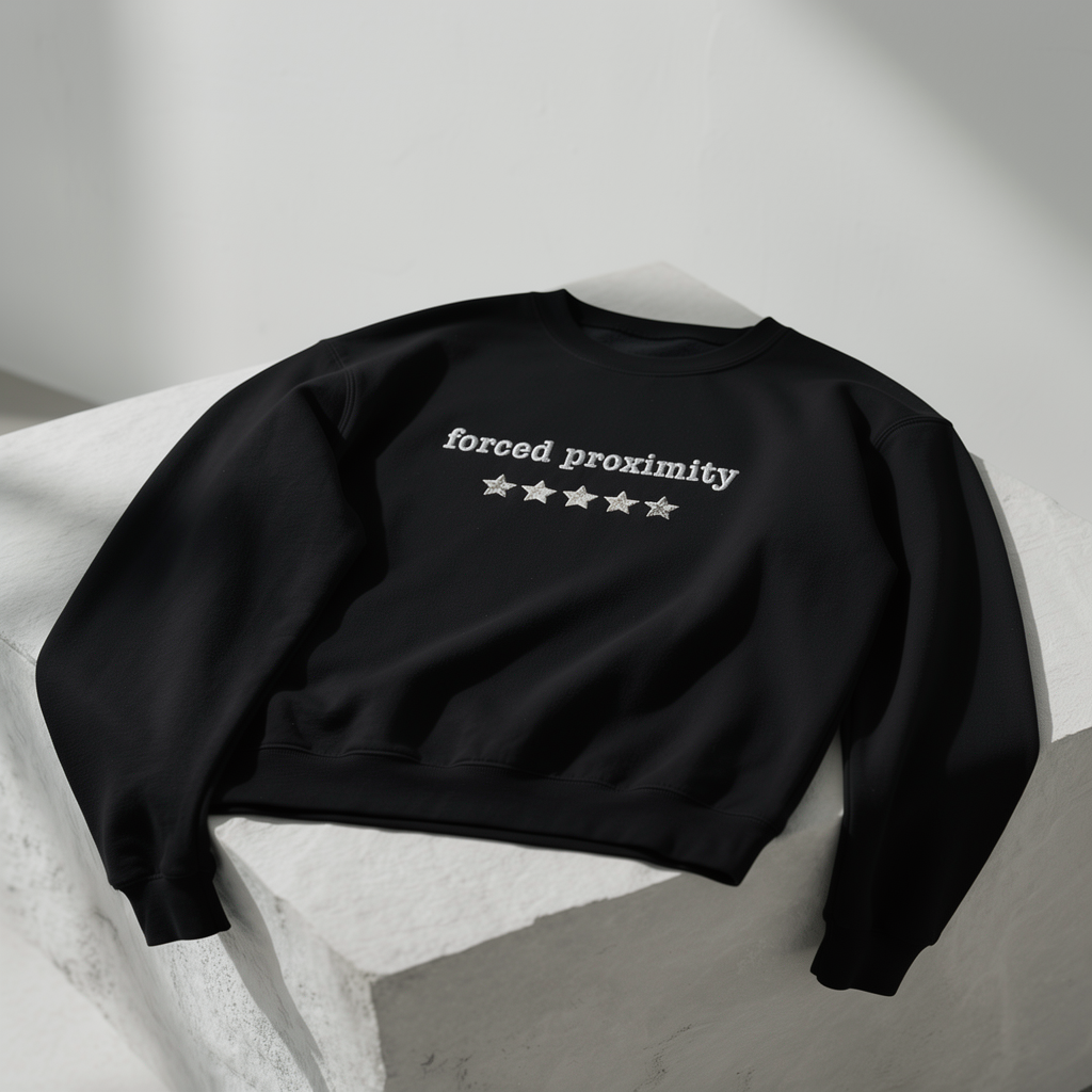 Besticktes Rundhalsshirt „Forced Proximity“ - 5 Sterne