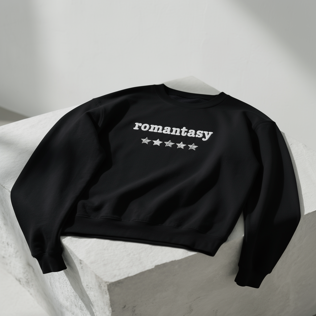 Romantasy besticktes Rundhalsshirt - 5 Sterne
