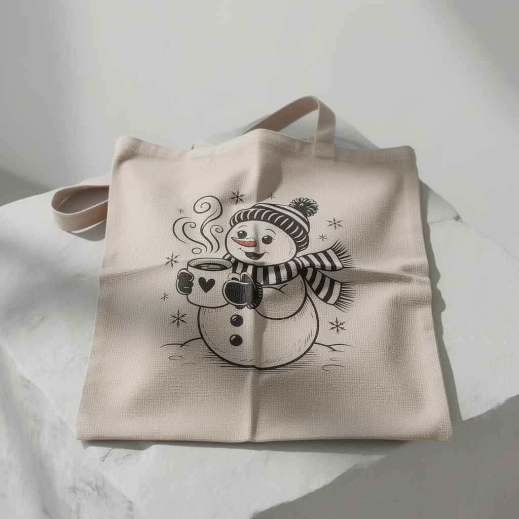 Gemütlicher Schneemann - Canvas-Tragetasche