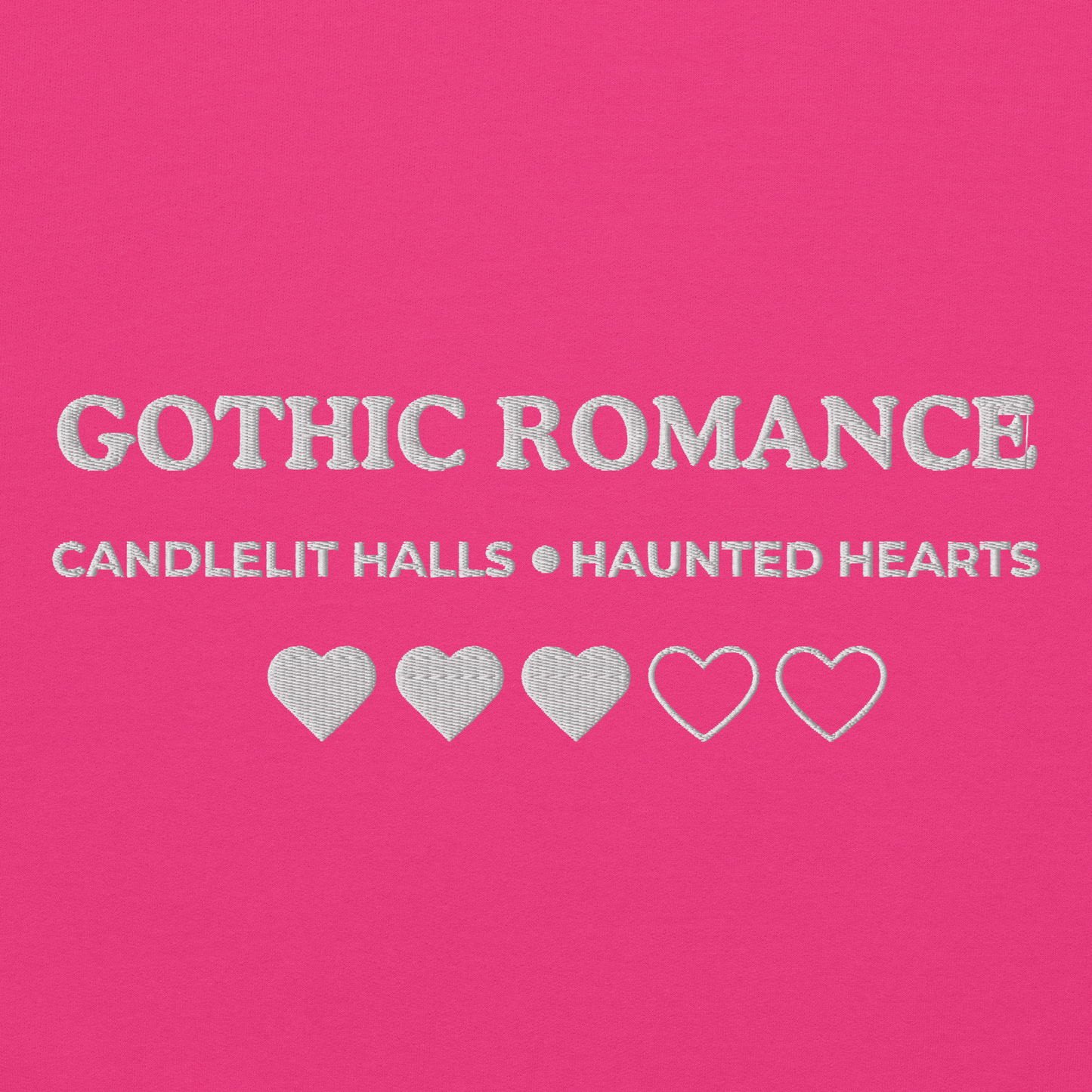 Gothic Romance – Besticktes Rundhalsshirt – 3 Herzen